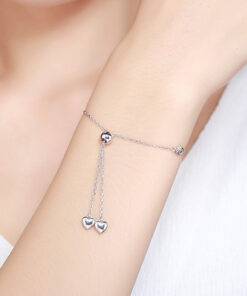 Women’s Hearts Decorated Strand Bracelets Bracelets & Bangles Women Jewelry Material: 925 Sterling Silver, Cubic Zirconia