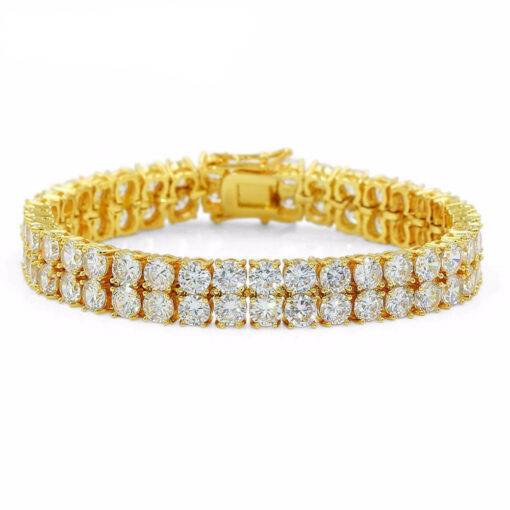 Men’s Iced Out Two Rows Cubic Zirconia Bracelets 8d255f28538fbae46aeae7: Gold|Rose Gold|Silver