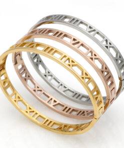 Titanium Steel Roman Numeral Bracelets cb5feb1b7314637725a2e7: Gold Color|Platinum Plated|Rose Gold Color 