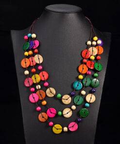 Women’s Colorful Vintage Wooden Necklace JEWELRY & ORNAMENTS Necklaces & Pendants