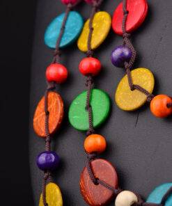 Women’s Colorful Vintage Wooden Necklace JEWELRY & ORNAMENTS Necklaces & Pendants  