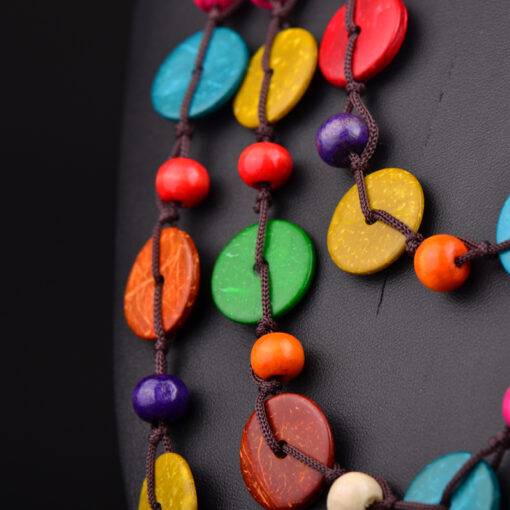 Women’s Colorful Vintage Wooden Necklace JEWELRY & ORNAMENTS Necklaces & Pendants