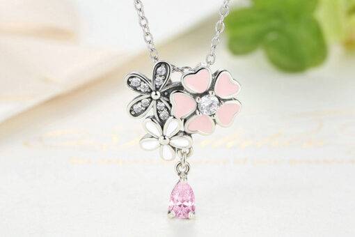 Cute Pink Cherry Blossom Flower Necklace JEWELRY & ORNAMENTS Necklaces & Pendants Fine or Fashion: Fashion