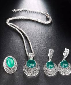 Exquisite Vintage Oval Shaped Women’s Jewelry Set JEWELRY & ORNAMENTS Jewelry Sets 8d255f28538fbae46aeae7: Silver 