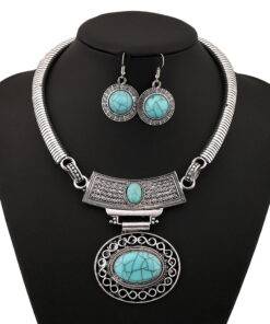 Exquisite Ethnic Metal Women’s Jewelry Set JEWELRY & ORNAMENTS Jewelry Sets cb5feb1b7314637725a2e7: Gold + Black|Silver + Blue|Silver + White