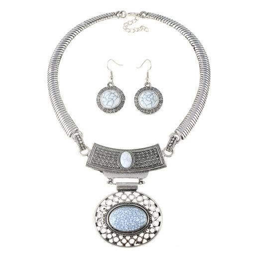 Exquisite Ethnic Metal Women’s Jewelry Set JEWELRY & ORNAMENTS Jewelry Sets cb5feb1b7314637725a2e7: Gold + Black|Silver + Blue|Silver + White