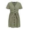 Cotton Casual V-Neck Dress Dresses & Jumpsuits FASHION & STYLE cb5feb1b7314637725a2e7: Apricot|Brick Red|Gray Green
