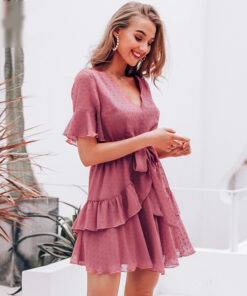 Bohemian Chiffon Dark Pink Dress Dresses & Jumpsuits FASHION & STYLE 6f6cb72d544962fa333e2e: L|M|S 