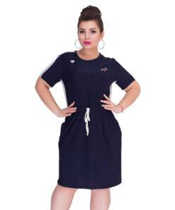 Casual Short Sleeved Straight Cotton Dress for Women Dresses & Jumpsuits FASHION & STYLE cb5feb1b7314637725a2e7: Burgundy|Navy Blue 