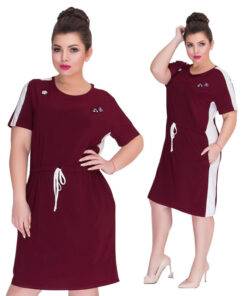 Casual Short Sleeved Straight Cotton Dress for Women Dresses & Jumpsuits FASHION & STYLE cb5feb1b7314637725a2e7: Burgundy|Navy Blue 