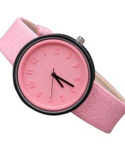 Women’s Round Leather Wrist Watches Analog Watch WATCHES & ACCESSORIES cb5feb1b7314637725a2e7: Black|Blue|Mint Green|Orange|Pink|Red|White 