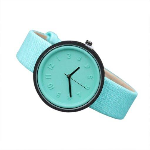 Women’s Round Leather Wrist Watches Analog Watch WATCHES & ACCESSORIES cb5feb1b7314637725a2e7: Black|Blue|Mint Green|Orange|Pink|Red|White