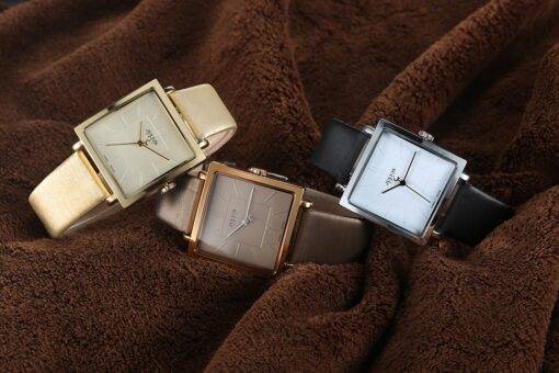Shimmering Leather Square Women’s Watches Analog Watch WATCHES & ACCESSORIES cb5feb1b7314637725a2e7: Beige|Black|Brown|Gray