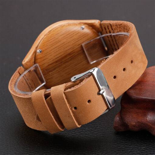 Unisex Genuine Leather and Bamboo Watch Analog Watch WATCHES & ACCESSORIES Feature: None