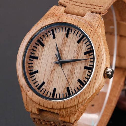 Unisex Genuine Leather and Bamboo Watch Analog Watch WATCHES & ACCESSORIES Feature: None