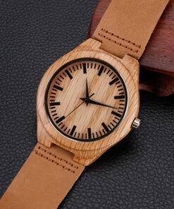 Unisex Genuine Leather and Bamboo Watch Analog Watch WATCHES & ACCESSORIES Feature: None 