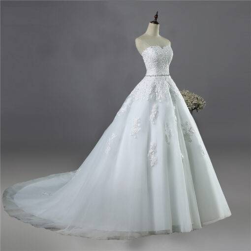 Elegant Long Floral Lace Wedding Dress WEDDING & GIFTS Wedding Dresses cb5feb1b7314637725a2e7: Ivory|White