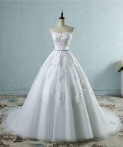 Elegant Long Floral Lace Wedding Dress WEDDING & GIFTS Wedding Dresses cb5feb1b7314637725a2e7: Ivory|White 
