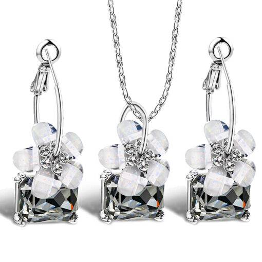 Romantic Crystal Flower Shaped Jewelry Sets Bridal Sets WEDDING & GIFTS cb5feb1b7314637725a2e7: Blue|White|Yellow