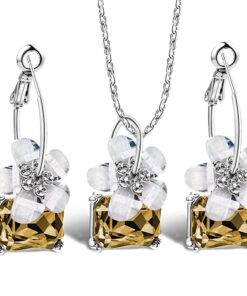 Romantic Crystal Flower Shaped Jewelry Sets Bridal Sets WEDDING & GIFTS cb5feb1b7314637725a2e7: Blue|White|Yellow 