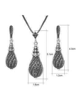 Rhinestone Water Drop Earrings And Necklace Jewelry Set Bridal Sets WEDDING & GIFTS 088aa97add323087f3d795: Black 