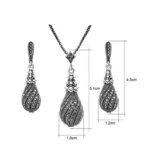 Rhinestone Water Drop Earrings And Necklace Jewelry Set Bridal Sets WEDDING & GIFTS 088aa97add323087f3d795: Black