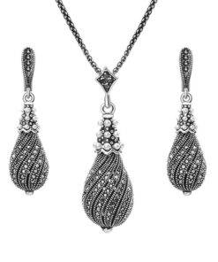 Rhinestone Water Drop Earrings And Necklace Jewelry Set Bridal Sets WEDDING & GIFTS 088aa97add323087f3d795: Black