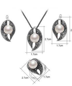 Black Crystal And Imitation Pearl Jewelry Set Bridal Sets WEDDING & GIFTS 8d255f28538fbae46aeae7: Pearl 