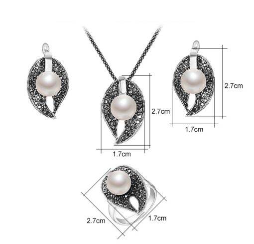 Black Crystal And Imitation Pearl Jewelry Set Bridal Sets WEDDING & GIFTS 8d255f28538fbae46aeae7: Pearl