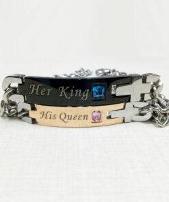 Her King and His Queen Couple Bracelet Bracelets & Bangles JEWELRY & ORNAMENTS 1afa74da05ca145d3418aa: Black|Couple|Gold 
