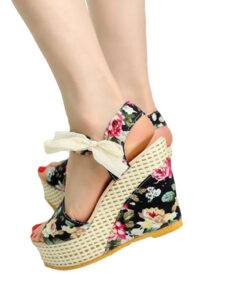 Floral Open-Toe Wedge Sandals Casual Shoes & Boots SHOES, HATS & BAGS cb5feb1b7314637725a2e7: Black|Floral|Gold|Silver 
