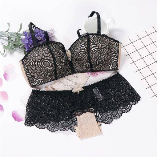 Women’s Embroidered Lace Push Up Lingerie Set Bras & Lingerie FASHION & STYLE cb5feb1b7314637725a2e7: Black|Pink|White