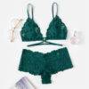 Women’s Floral Lace Embroidery Green Lingerie Set Bras & Lingerie FASHION & STYLE cb5feb1b7314637725a2e7: Green
