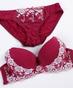 Push-Up Embroidered Cotton Women’s Underwear Set Bras & Lingerie FASHION & STYLE cb5feb1b7314637725a2e7: Beige|Black|Blue|Red|Rose|White|Wine 