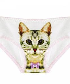 Women’s Cat Printed Panties with Bow Bras & Lingerie FASHION & STYLE cb5feb1b7314637725a2e7: Black|Gray|White
