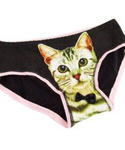 Women’s Cat Printed Panties with Bow Bras & Lingerie FASHION & STYLE cb5feb1b7314637725a2e7: Black|Gray|White 