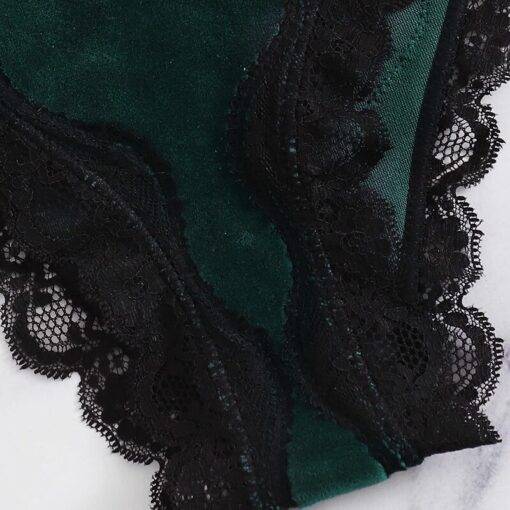 Women’s Velvet Scalloped Design Lingerie Set Bras & Lingerie FASHION & STYLE cb5feb1b7314637725a2e7: Burgundy|Green