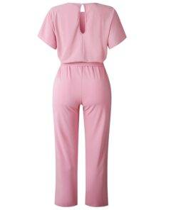 Women’s O-Neck Belted Jumpsuit Dresses & Jumpsuits FASHION & STYLE cb5feb1b7314637725a2e7: Beige|Black|Blue|Navy Blue|Pink|Red|Yellow 