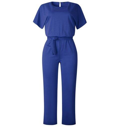 Women’s O-Neck Belted Jumpsuit Dresses & Jumpsuits FASHION & STYLE cb5feb1b7314637725a2e7: Beige|Black|Blue|Navy Blue|Pink|Red|Yellow