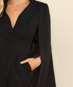 Women’s Black Elegant Cloak Sleeve Jumpsuit Dresses & Jumpsuits FASHION & STYLE cb5feb1b7314637725a2e7: Black 