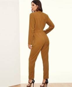 Women’s Mustard Color High Waist Jumpsuit Dresses & Jumpsuits FASHION & STYLE cb5feb1b7314637725a2e7: Brown 