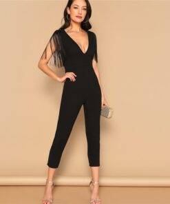 Women’s Fringe Design Black Jumpsuit Dresses & Jumpsuits FASHION & STYLE cb5feb1b7314637725a2e7: Black 