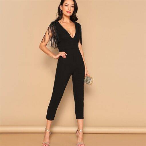 Women’s Fringe Design Black Jumpsuit Dresses & Jumpsuits FASHION & STYLE cb5feb1b7314637725a2e7: Black