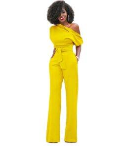 Women’s Wide-Leg One Shoulder Jumpsuit Dresses & Jumpsuits FASHION & STYLE cb5feb1b7314637725a2e7: Black|Blue|Dark Red|Green|Red|Yellow
