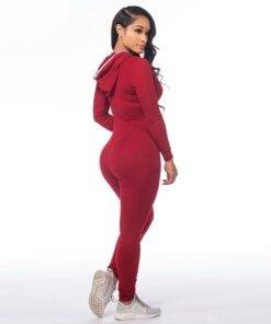 Cute Casual Hooded Bodycon Cotton Women’s Jumpsuit Dresses & Jumpsuits FASHION & STYLE cb5feb1b7314637725a2e7: Black|Khaki|Red 