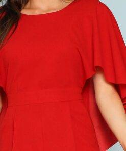 Women’s Cloak Sleeve Red Backless Jumpsuit Dresses & Jumpsuits FASHION & STYLE cb5feb1b7314637725a2e7: Red 