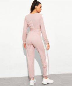Women’s Sport Style Striped Design Pink Jumpsuit Dresses & Jumpsuits FASHION & STYLE cb5feb1b7314637725a2e7: Pink 