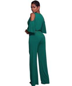 Women’s Ruffled V-Neck Jumpsuit Dresses & Jumpsuits FASHION & STYLE cb5feb1b7314637725a2e7: Blue|Green|Red 