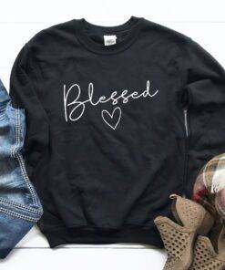Women’s Blessed Printed Sweatshirt FASHION & STYLE Sweaters & Sweatshirts cb5feb1b7314637725a2e7: Black|Gray|Pink|White|Yellow 