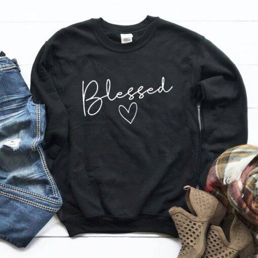 Women’s Blessed Printed Sweatshirt FASHION & STYLE Sweaters & Sweatshirts cb5feb1b7314637725a2e7: Black|Gray|Pink|White|Yellow